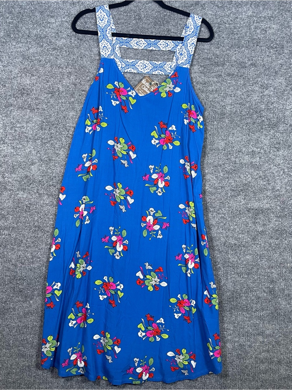 NEW Matilda Jane Perfectly Polished Womens Large Blue Floral Pocket Flowy Dress
